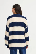 Load image into Gallery viewer, Ichi Sriped Crew Neck Knitted Jumper
