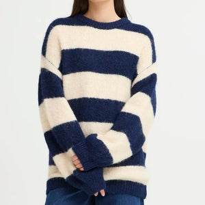 Ichi Sriped Crew Neck Knitted Jumper