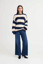 Load image into Gallery viewer, Ichi Sriped Crew Neck Knitted Jumper
