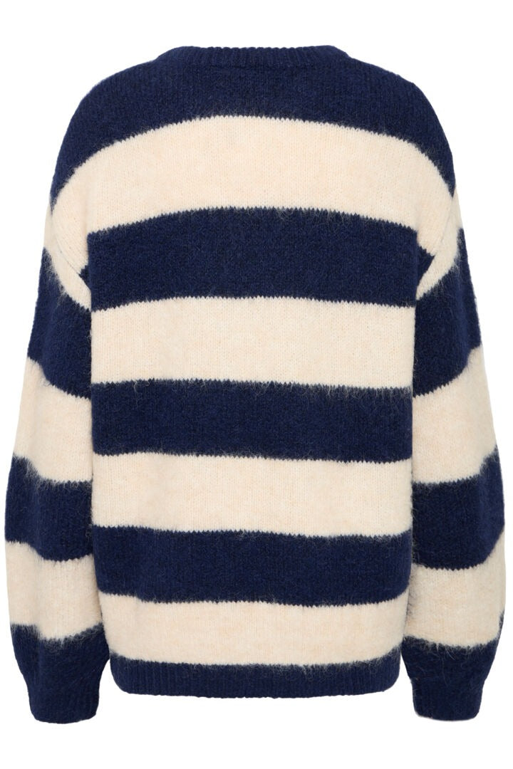 Ichi Sriped Crew Neck Knitted Jumper