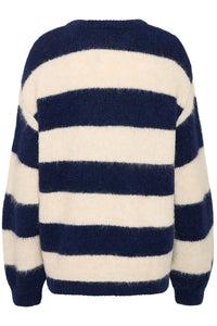Ichi Sriped Crew Neck Knitted Jumper