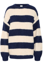 Load image into Gallery viewer, Ichi Sriped Crew Neck Knitted Jumper
