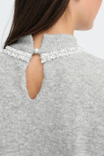 Load image into Gallery viewer, Ichi Jewel Embellished Turtleneck Knit Top
