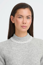 Load image into Gallery viewer, Ichi Jewel Embellished Turtleneck Knit Top
