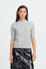 Load image into Gallery viewer, Ichi Jewel Embellished Turtleneck Knit Top
