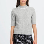 Load image into Gallery viewer, Ichi Jewel Embellished Turtleneck Knit Top
