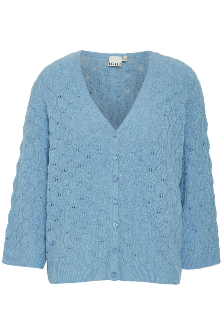 ICHI Mid Sleeve Knitted Cardigan - Della Robbia Blue