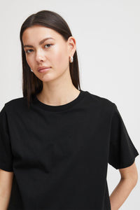 ICHI Everyday Relaxed Plain T-Shirt - Black