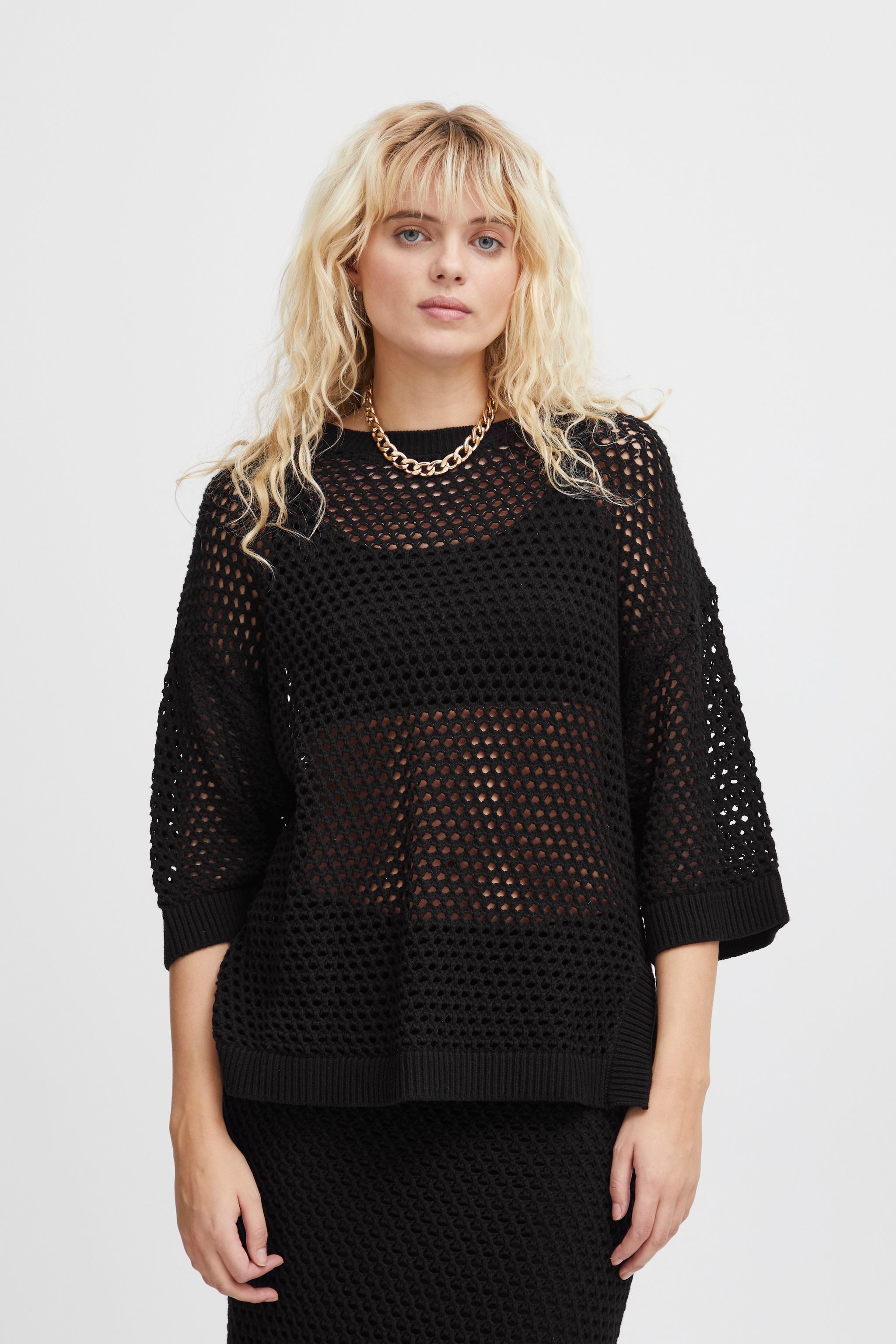 ICHI Crochet T-Shirt - Black