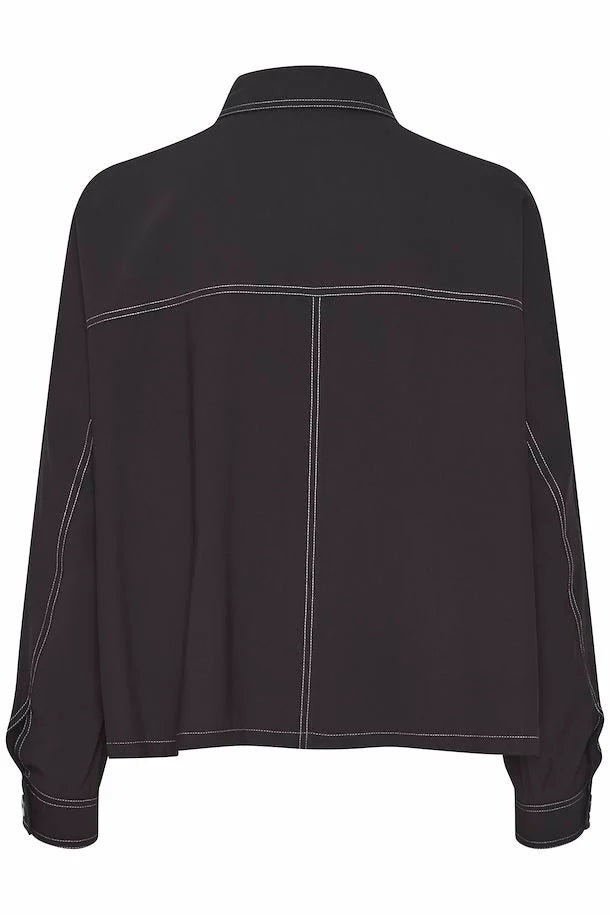ICHI Cropped Shirt - Black
