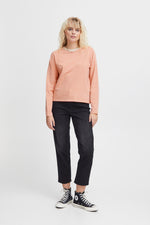 Load image into Gallery viewer, ICHI Breton Stripe Long Sleeve Top -  Hot Coral Stripe
