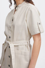 Load image into Gallery viewer, ICHI Short Denim Shirt Dress With Tie - Pristine
