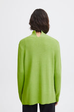 Load image into Gallery viewer, ICHI Ribbed Knit Side Slit Jumper - Parrot Green
