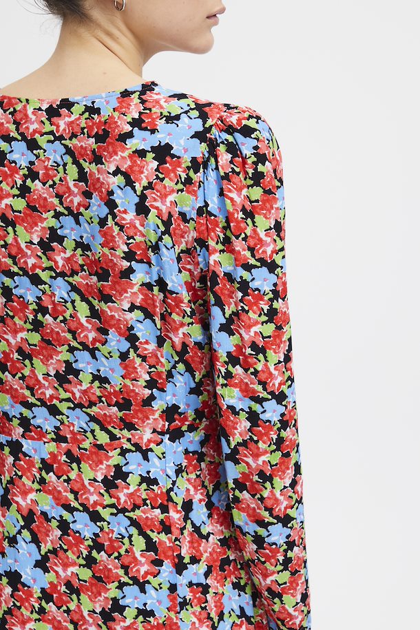 ICHI Floral Print Midi Dress - Multi AOP