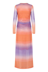 ICHI Gradient Full Length Dress - Multi Fading Aop