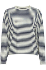 Load image into Gallery viewer, ICHI Breton Stripe Long Sleeve Top -  Total Eclipse
