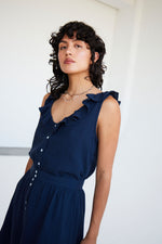 Load image into Gallery viewer, ICHI Vest Top With Frill Neckline - Total Eclipse

