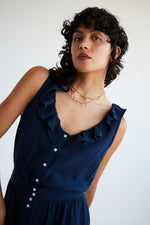 Load image into Gallery viewer, ICHI Vest Top With Frill Neckline - Total Eclipse

