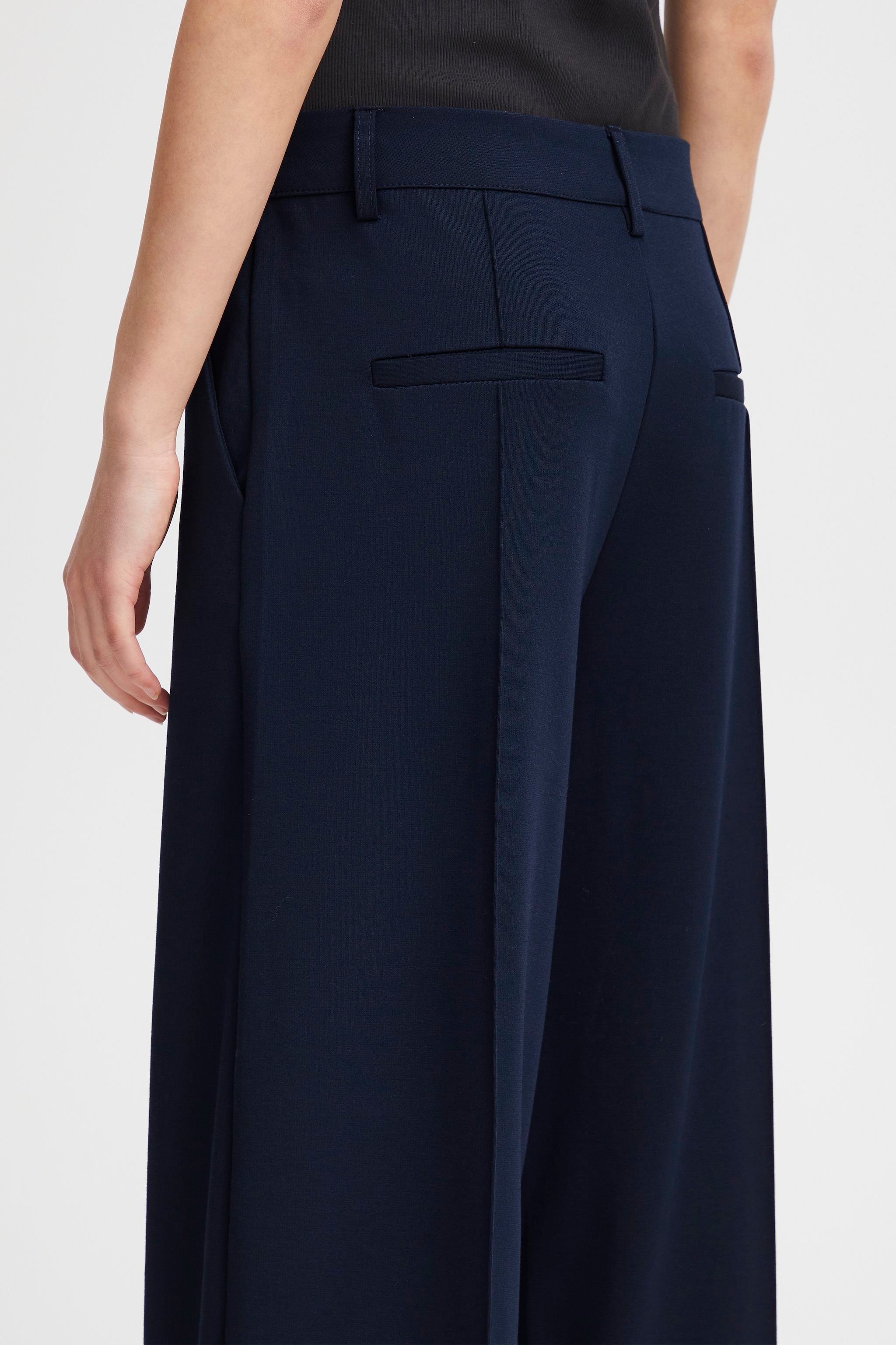 ICHI Office Wide Leg Trousers - Total Eclipse