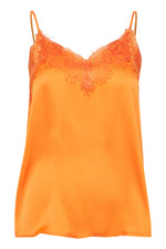 Load image into Gallery viewer, ICHI Lace Trim Satin Cami - Persimmon Orange

