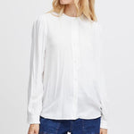 Load image into Gallery viewer, ICHI Frill Button Up Blouse - Cloud Dancer
