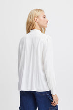 Load image into Gallery viewer, ICHI Frill Button Up Blouse - Cloud Dancer
