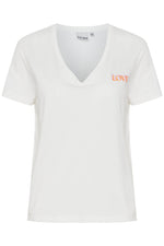 Load image into Gallery viewer, ICHI Love Logo V-Neck T-Shirt - Cloud Dancer

