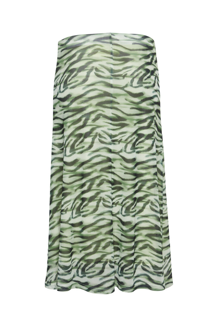 ICHI Animal Zebra Print Midi Skirt - Green Tea