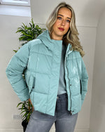 Load image into Gallery viewer, Sisley Glossy Padded Puffer Jacket - Light Blue
