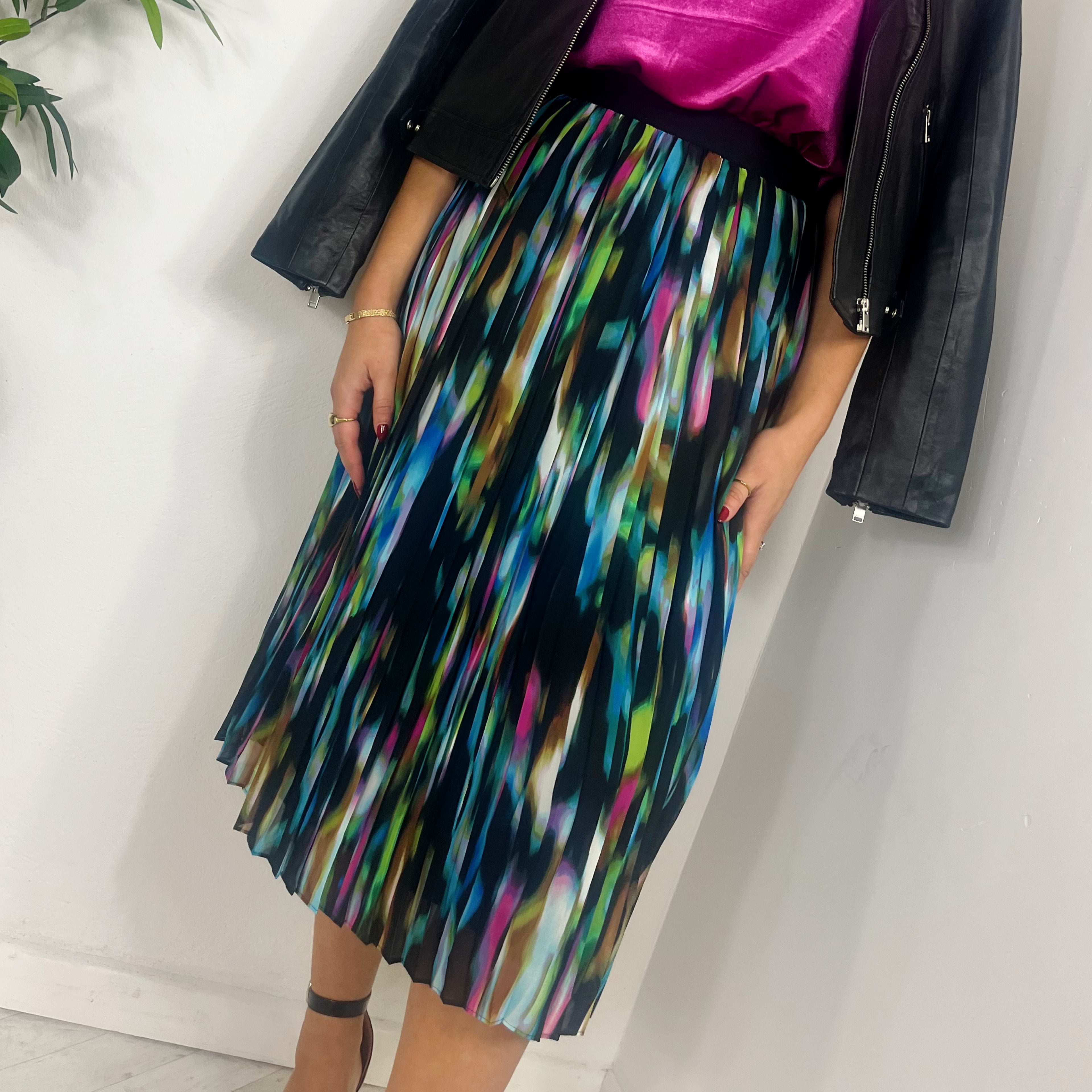 Rebecca Pleated Midi Skirt - Multicoloured