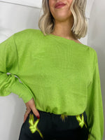 Load image into Gallery viewer, ICHI Glitter Thread Jumper - Parrot Green
