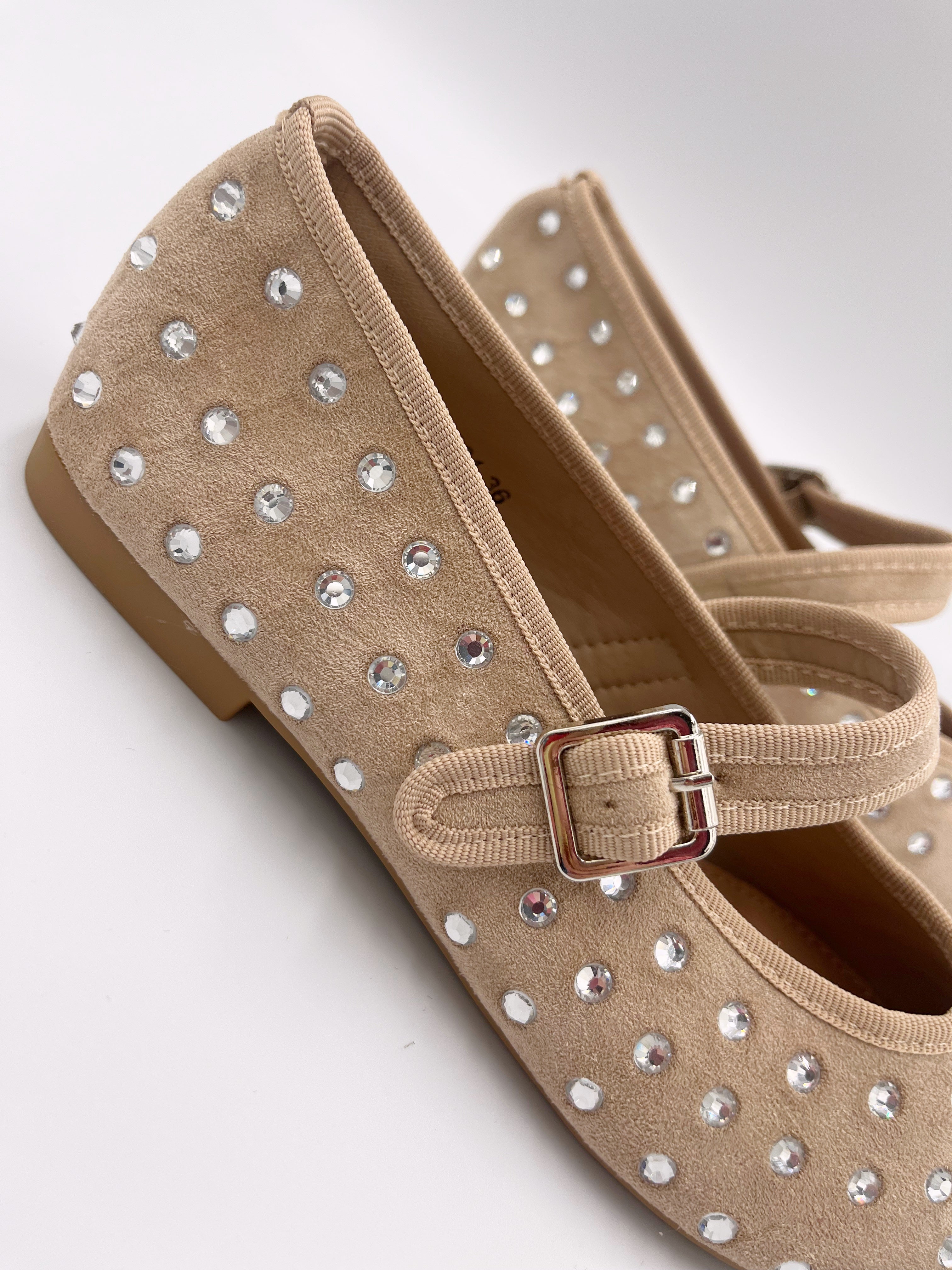 Faux Suede Diamonte Pump