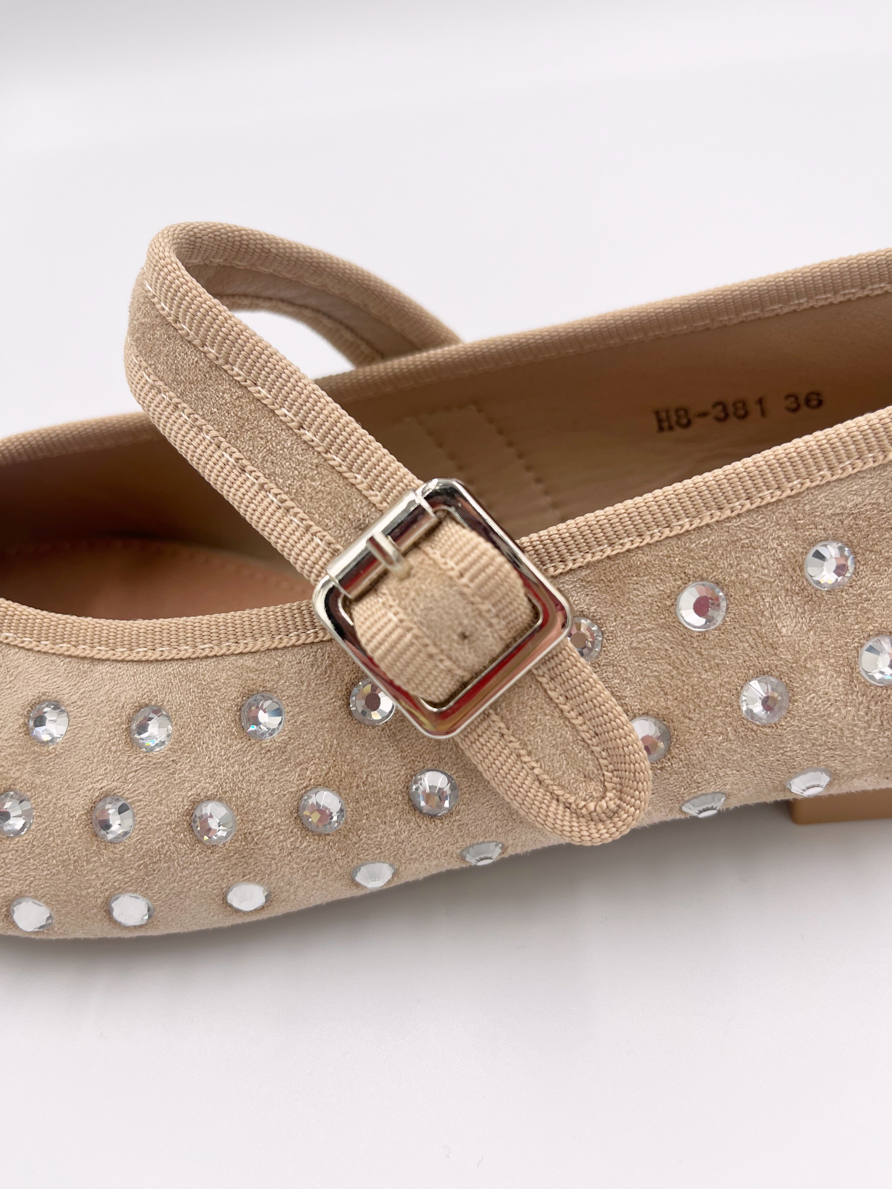 Faux Suede Diamonte Pump