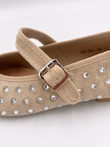 Faux Suede Diamonte Pump