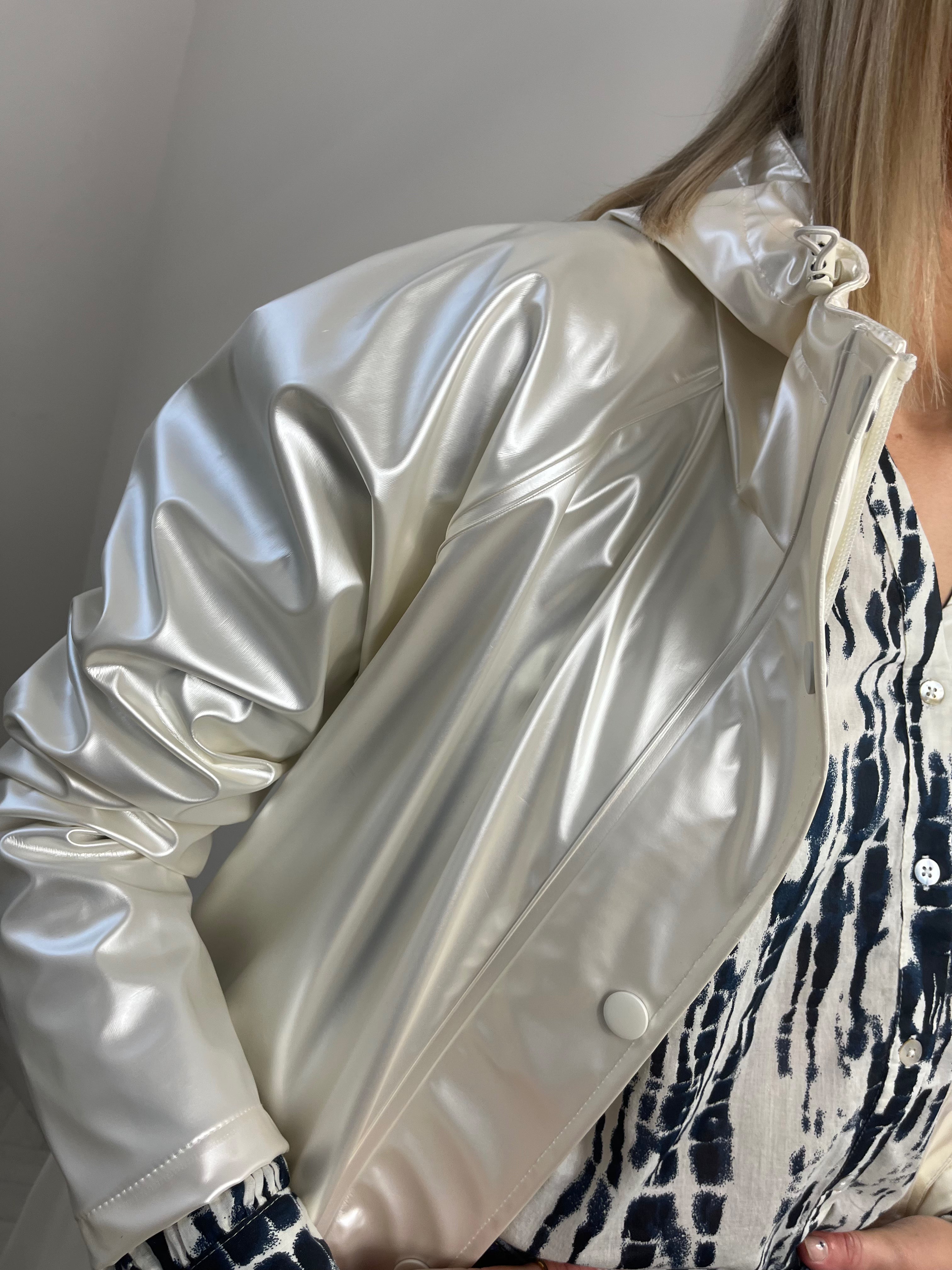 ICHI Pearl Mid Length Raincoat - Dusty Silver