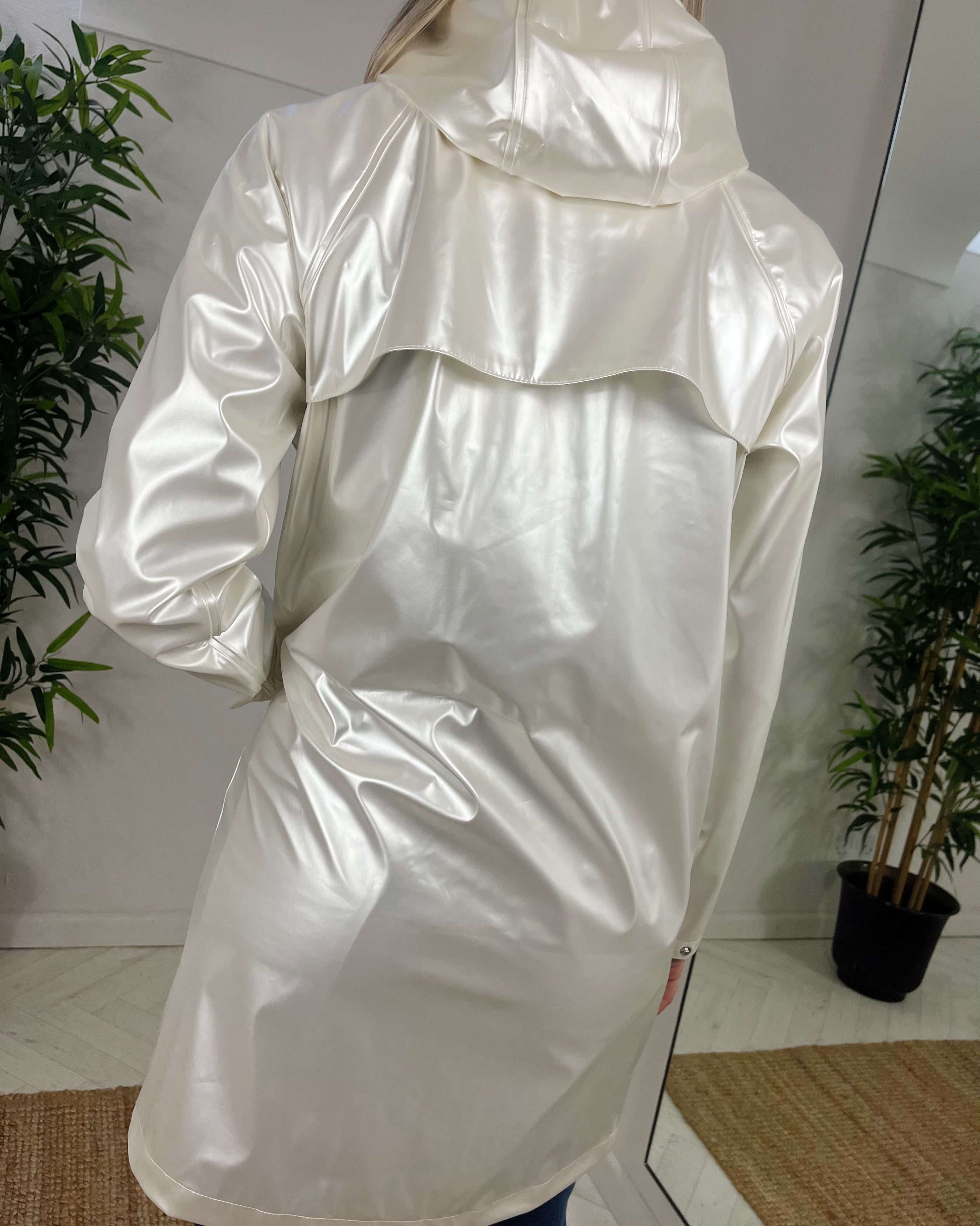 ICHI Pearl Mid Length Raincoat - Dusty Silver