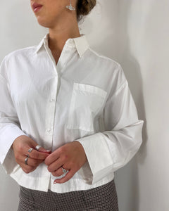 Clara Boxy Cropped Shirt - White