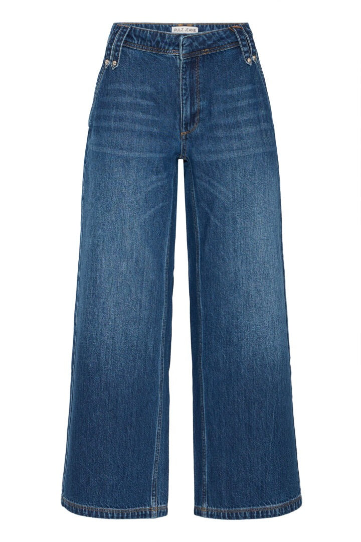Pulz Washed Wide Leg Jeans