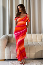 Load image into Gallery viewer, Julia Sunset Orange Midi Dress
