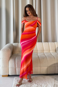 Julia Sunset Orange Midi Dress