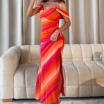 Load image into Gallery viewer, Julia Sunset Orange Midi Dress
