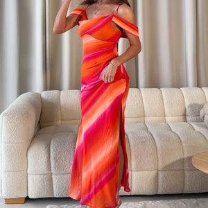 Julia Sunset Orange Midi Dress