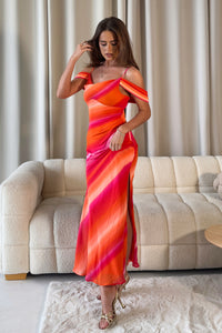 Julia Sunset Orange Midi Dress