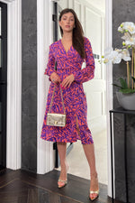 Load image into Gallery viewer, Regina Split Front &amp; Arm Midi Dress - Purple
