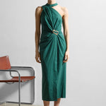 Load image into Gallery viewer, French Connection Aspen Linen Blend Halter Dress
