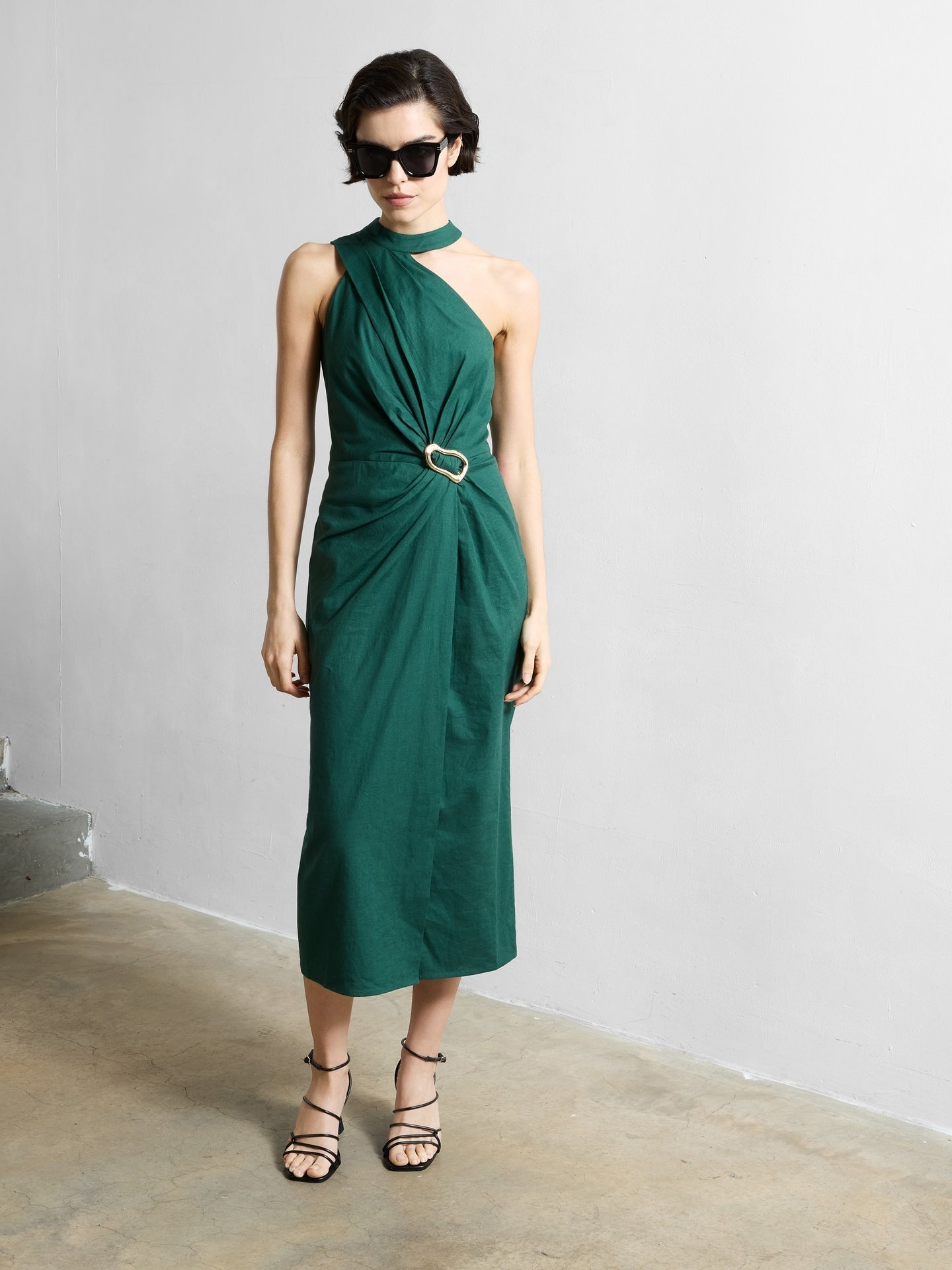 French Connection Aspen Linen Blend Halter Dress