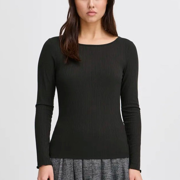 Ichi Ribbed Long Sleeve Top