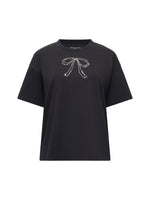 Load image into Gallery viewer, Pearl Hotfix Bow Short Sleeve T Shirt
