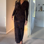 Load image into Gallery viewer, Remington Floral Cowl Neck Midi Dress Brown
