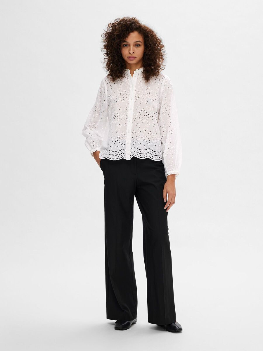 Selected Femme Broderie Anglaise Shirt - Bright White
